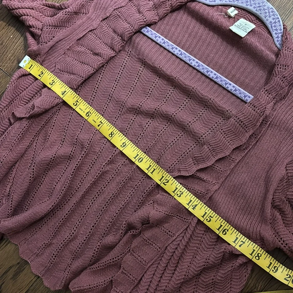 MOTH mauve dust rose knit cardigan scallop hem shawl collar size Small cotton